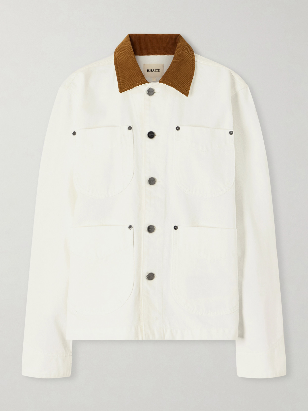 Khaite Wyatt Corduroy-trimmed Denim Jacket In Blue