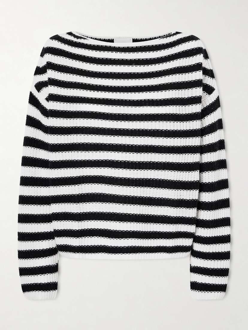 Allude Striped Cotton And Cashmere-blend Sweater