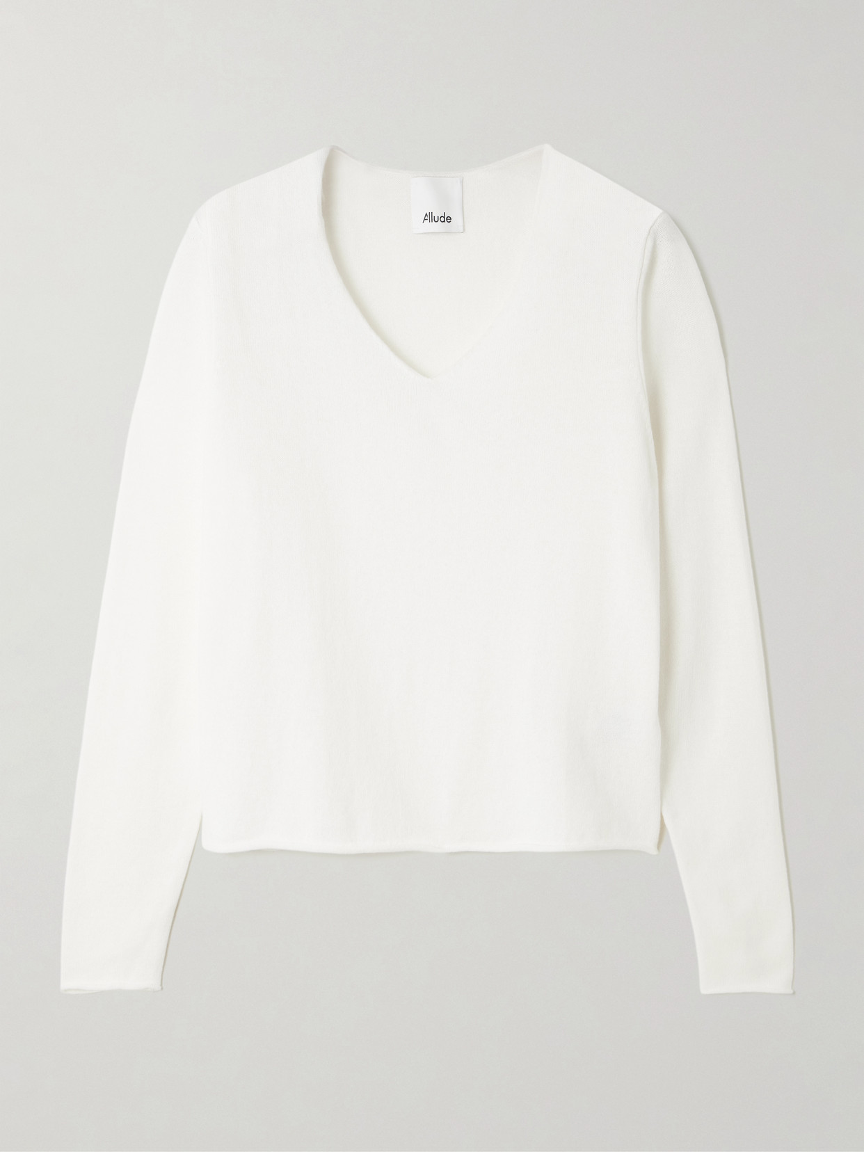 Allude Cotton And Cashmere-blend Sweater In White