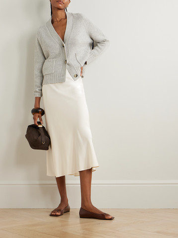 Allude Stretch-silk satin midi skirt