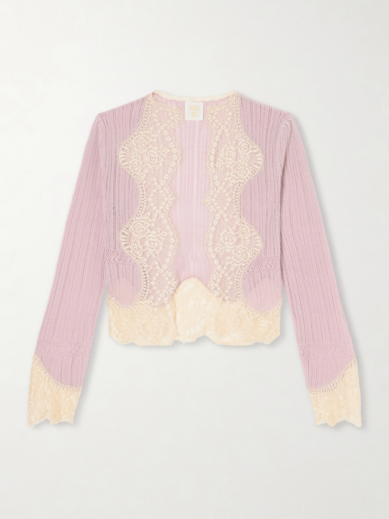 Anna Sui Lingerie Lace Knits Cardigan In Pink