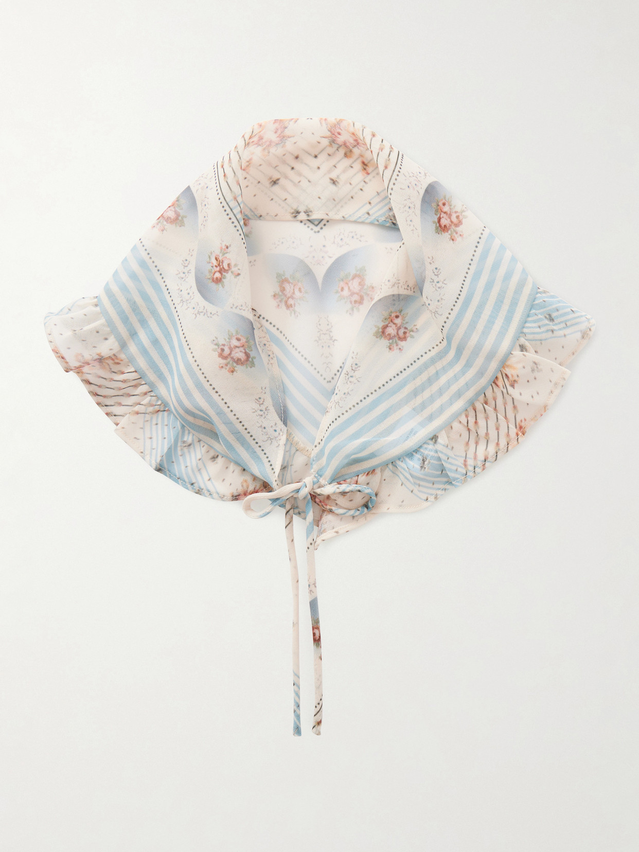 Anna Sui - Ruffled Printed Chiffon Headband - Blue