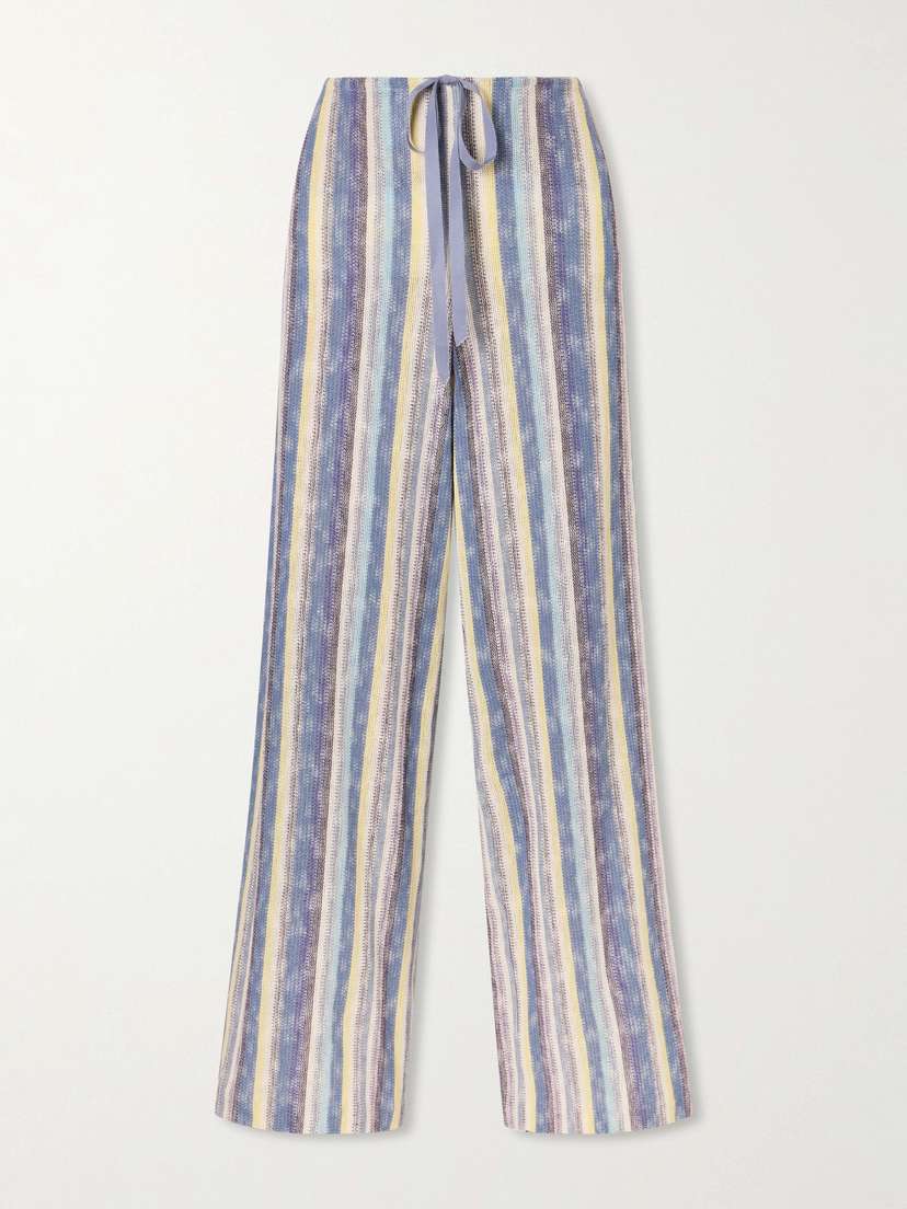 ANNA SUI Serape Striped Crocheted Cotton-blend Wide-leg ants