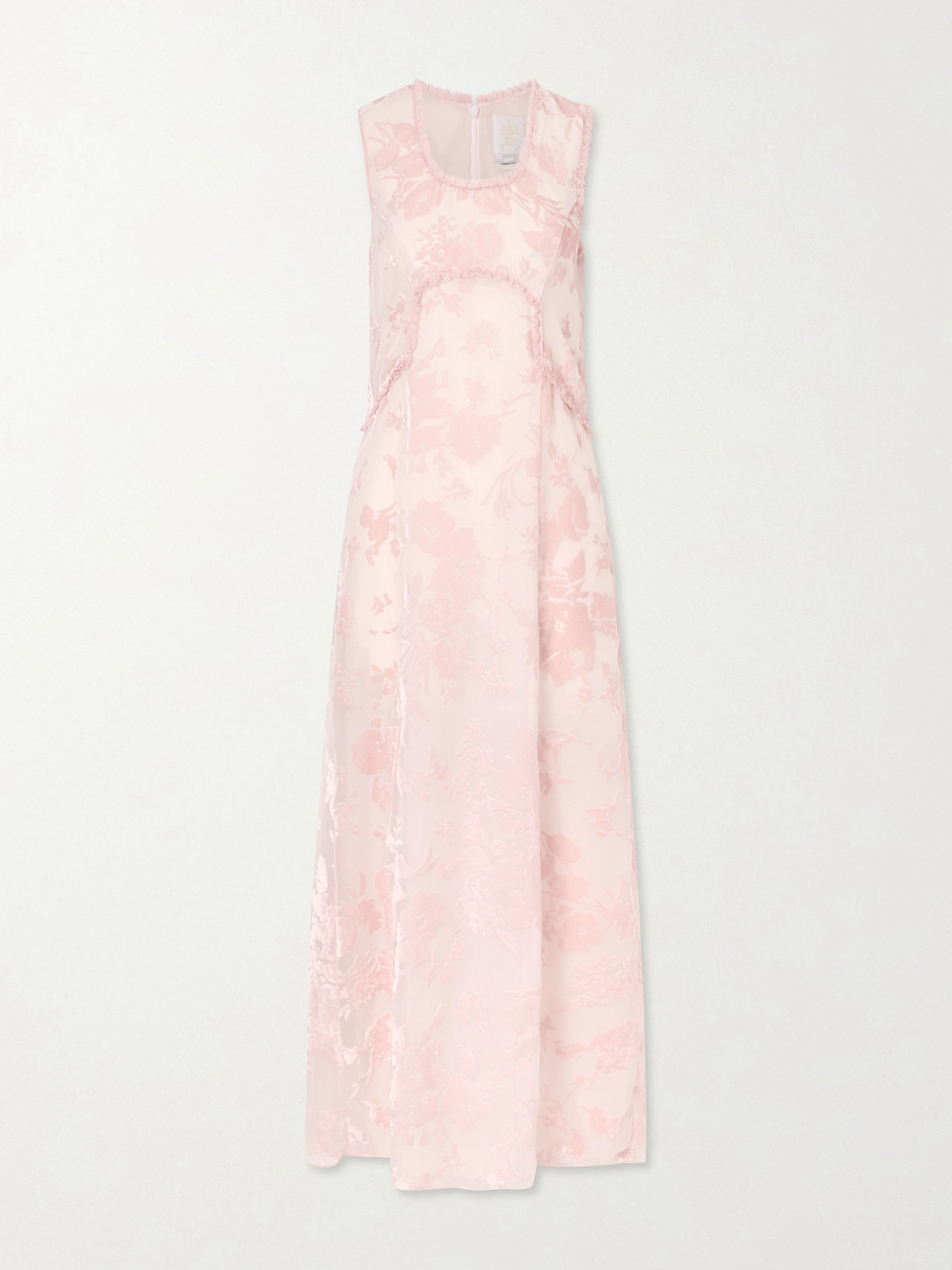 Anna Sui Boudoir Floral Devoré-velvet Satin Midi Dress In Pink