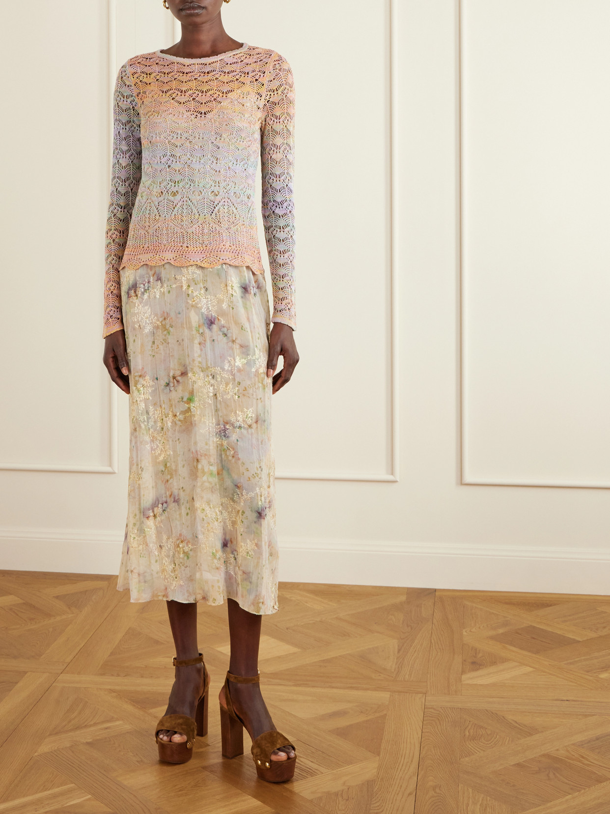Anna Sui Crocheted T-shirt In Multi