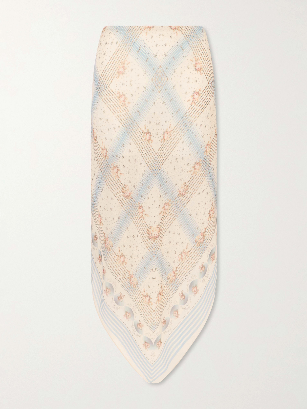 Anna Sui Printed Chiffon Midi Skirt In Blue