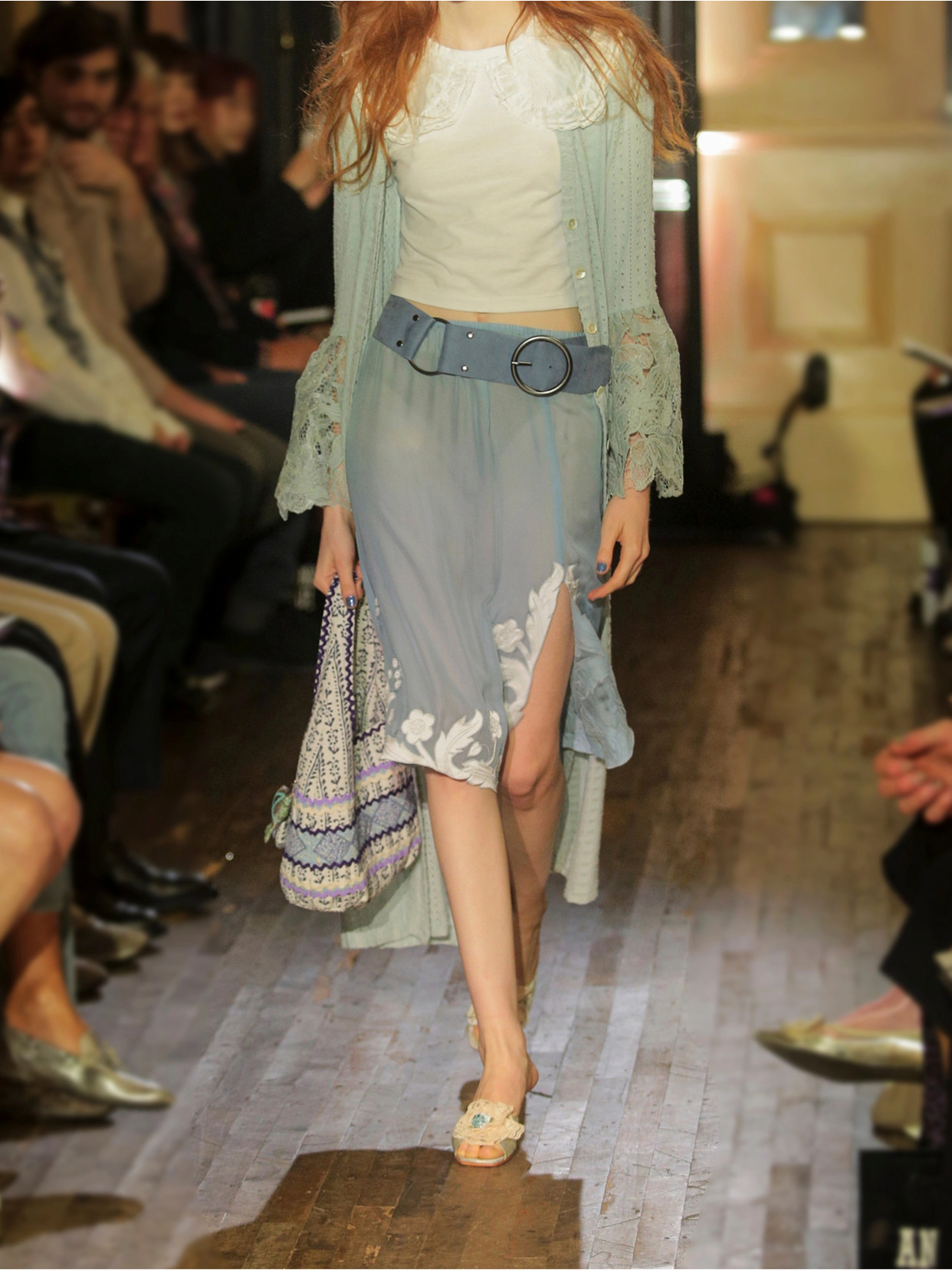 Embroidered Silk-Satin Midi