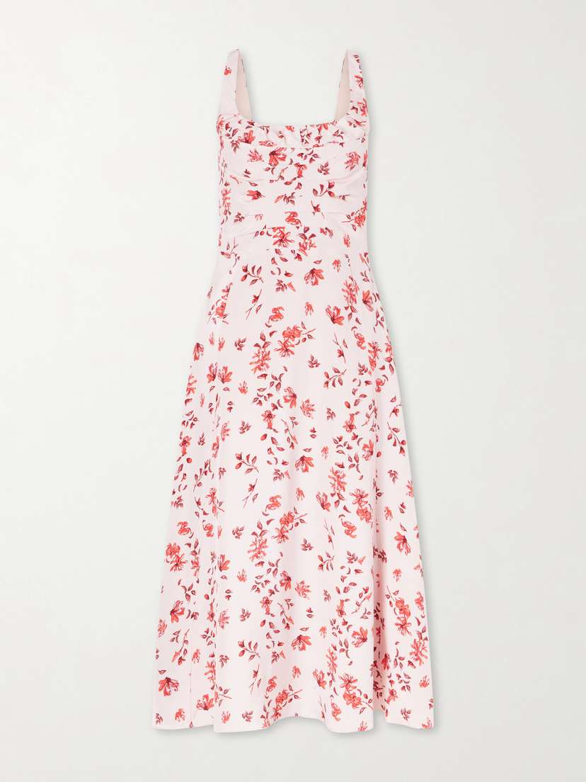 Emilia Wickstead Verena Ruched Floral-print Silk Midi Dress