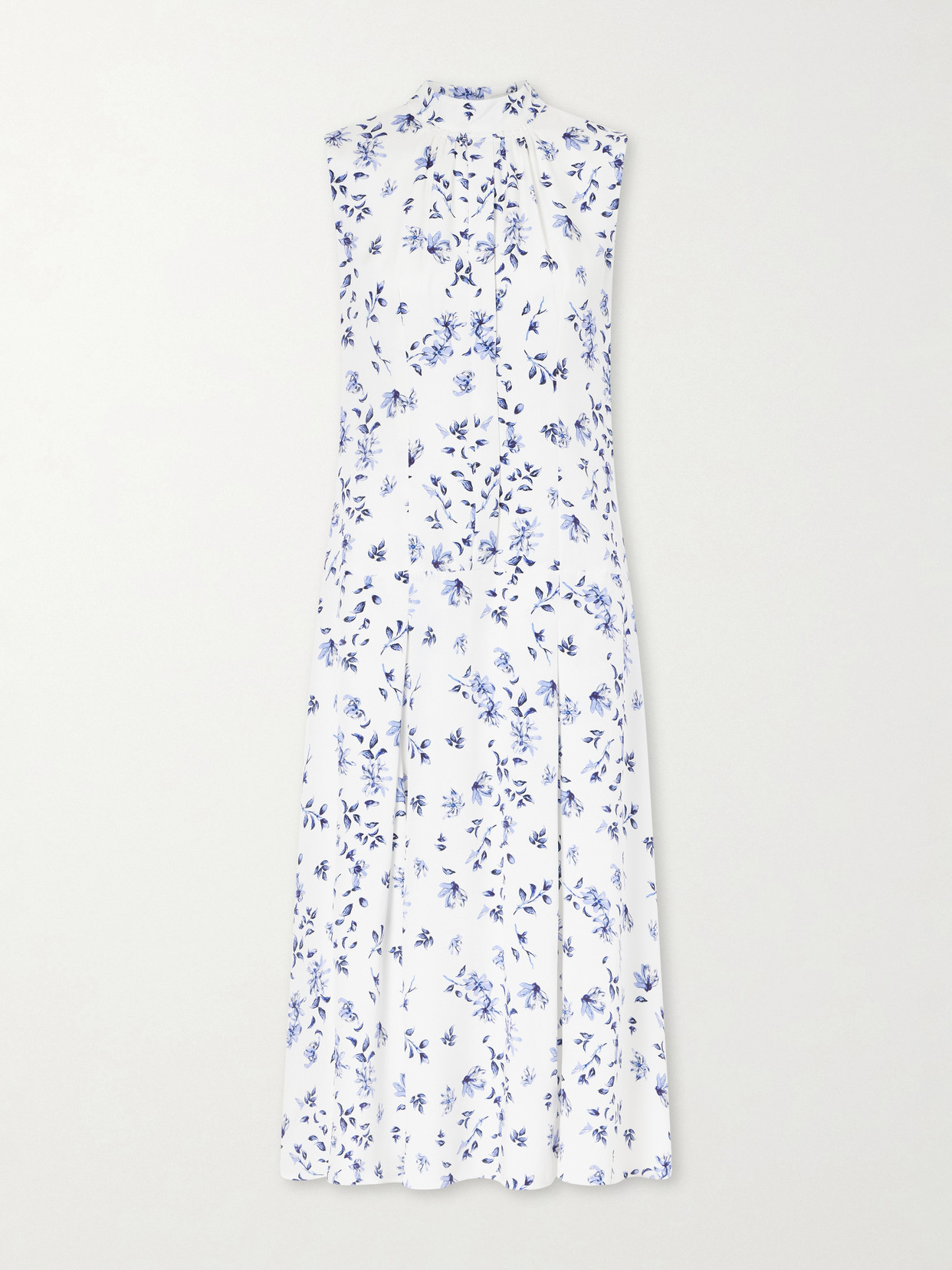 Emilia Wickstead Joelle Floral-print Silk Midi Dress In Blue
