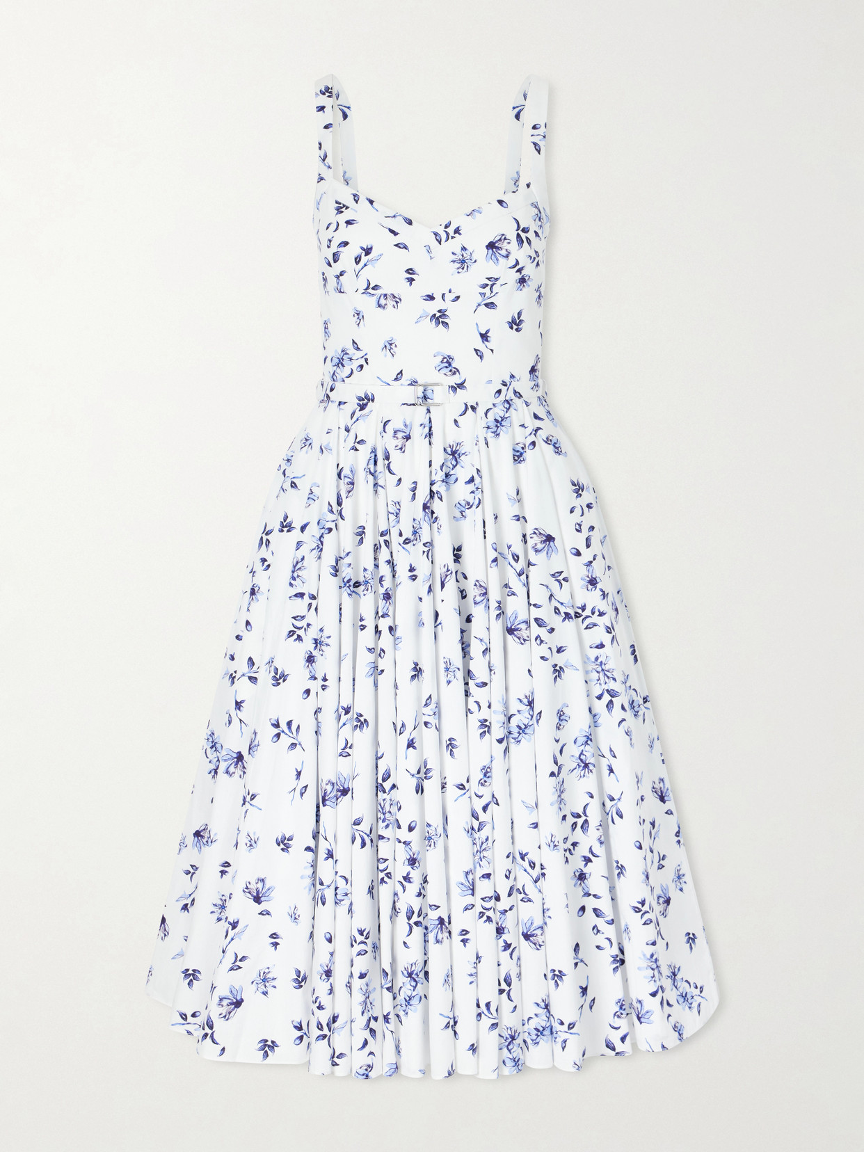 Emilia Wickstead Elita Belted Floral-print Cotton-poplin Midi Dress In White