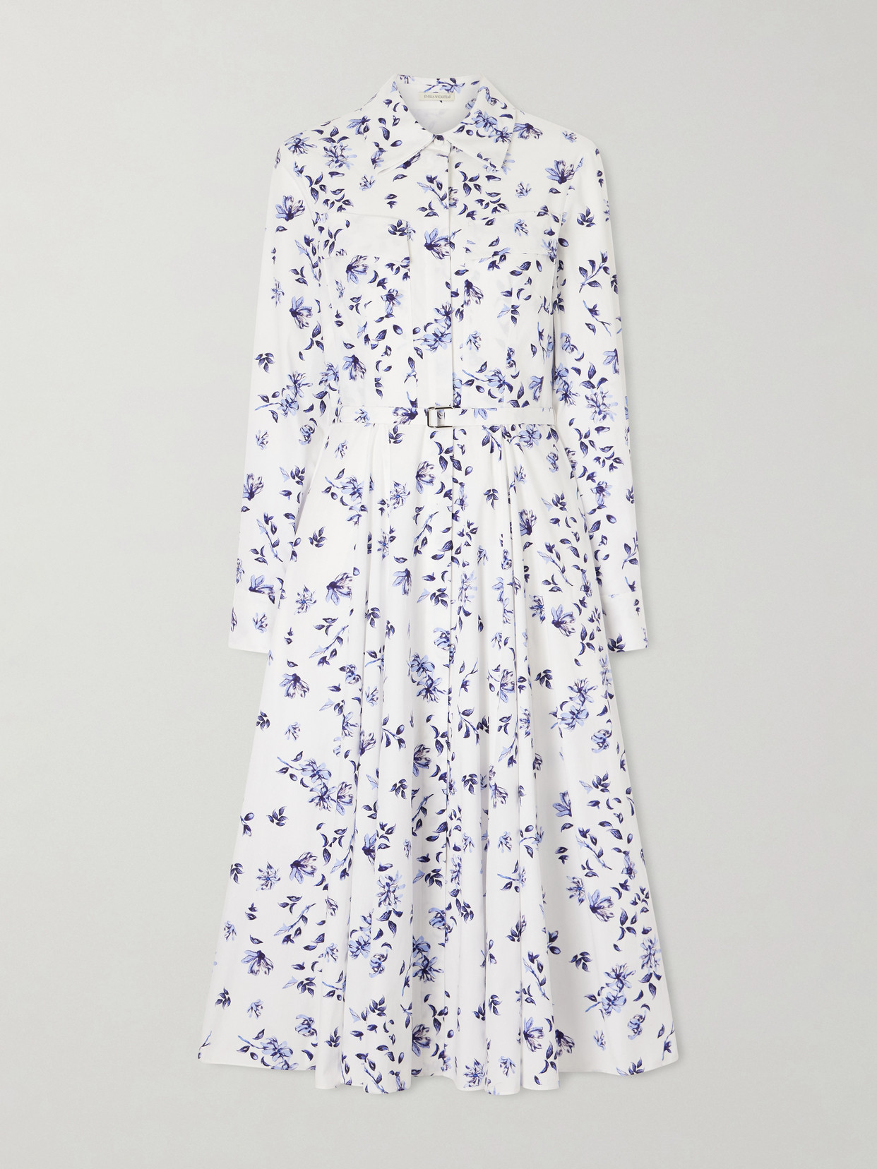 Emilia Wickstead Emmalyna Floral-print Organic Cotton-poplin In Blue