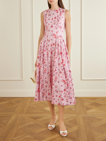 Emilia Wickstead Chelsea pleated floral-print organic cotton-poplin midi dress
