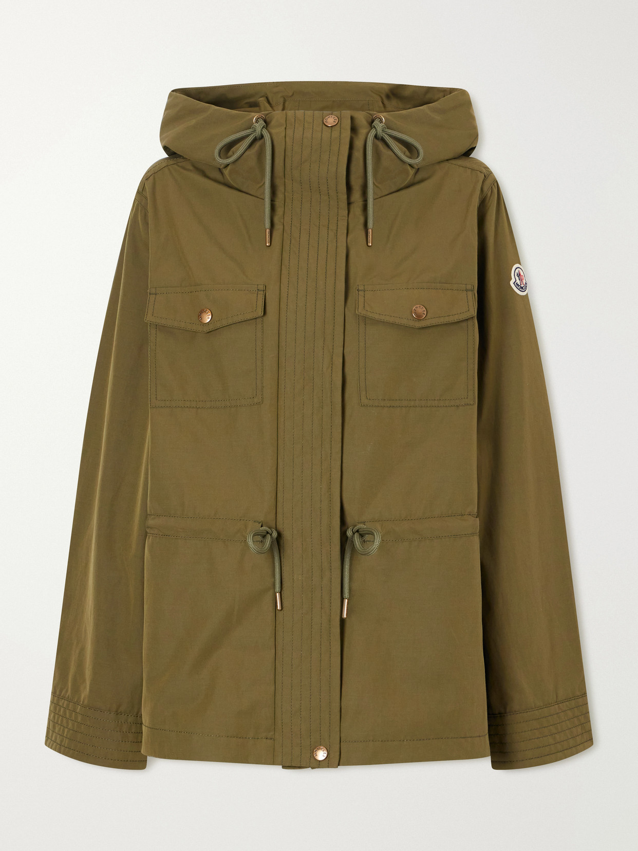 Moncler Serin Hooded Shell Parka In Green
