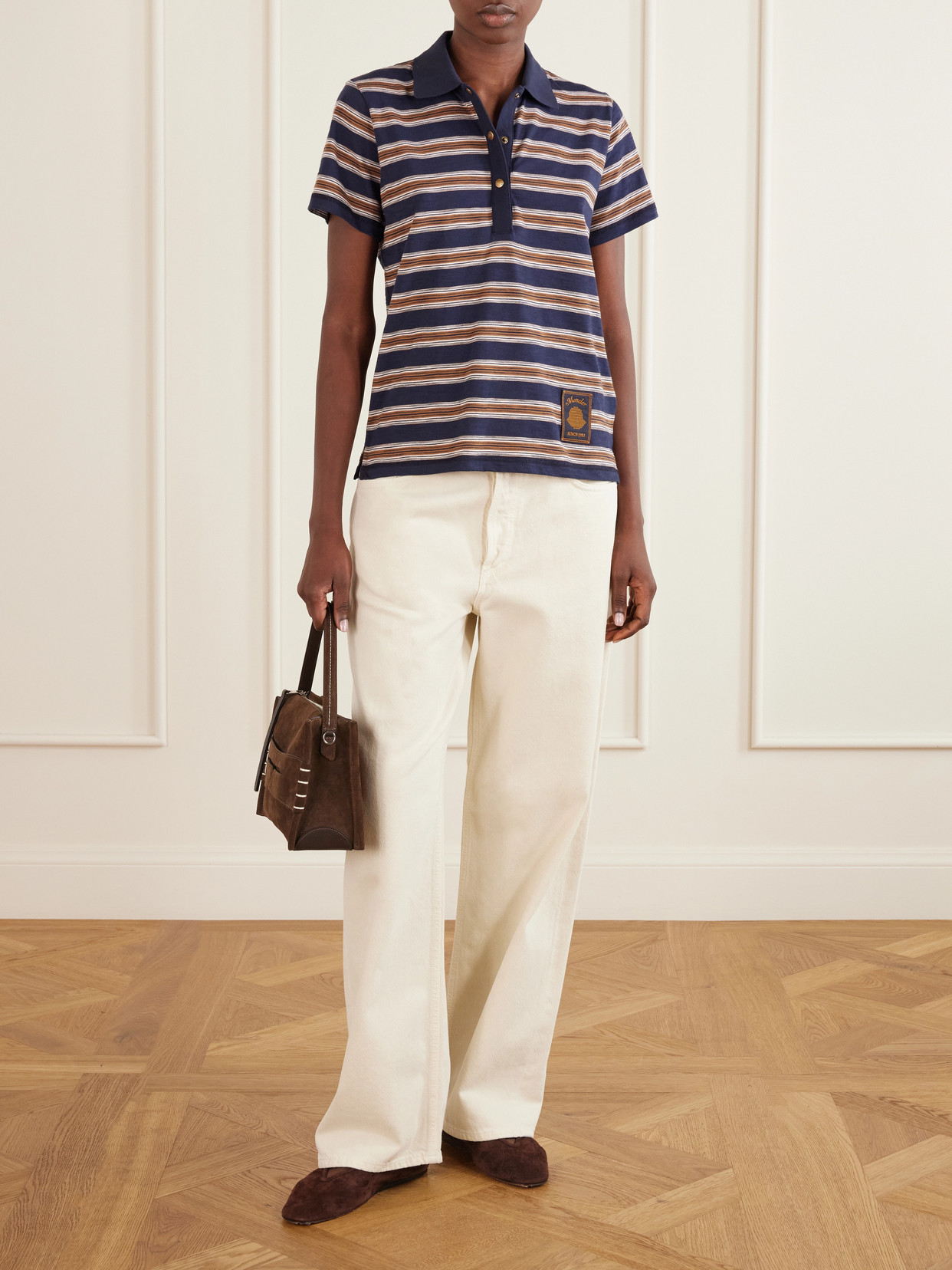Logo-Appliquéd Striped Cotton Polo