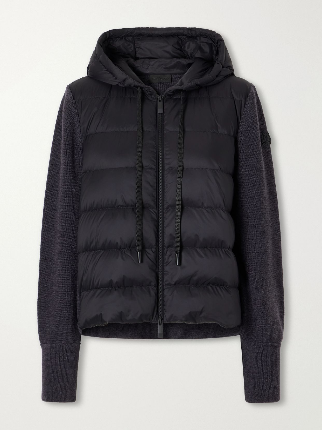 Ribbed wool and quilted shell down cardigan