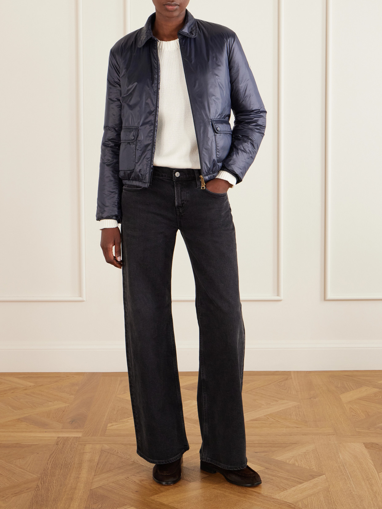 Moncler Lanset Shell Down Jacket In Blue