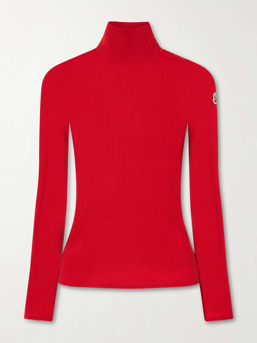 Moncler Logo-appliquéd Ribbed Wool Sweater