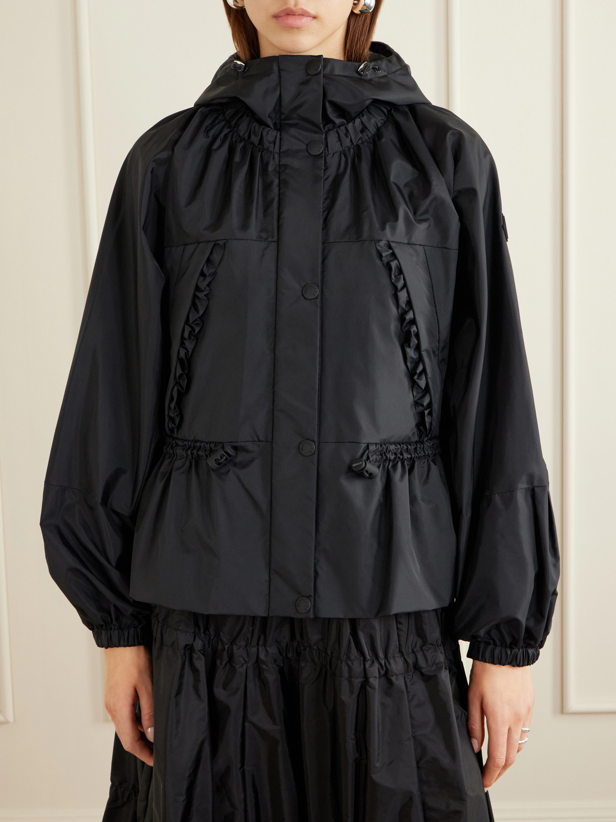 Moncler Imaginaire Short Nylon Canvas Parka In Blue