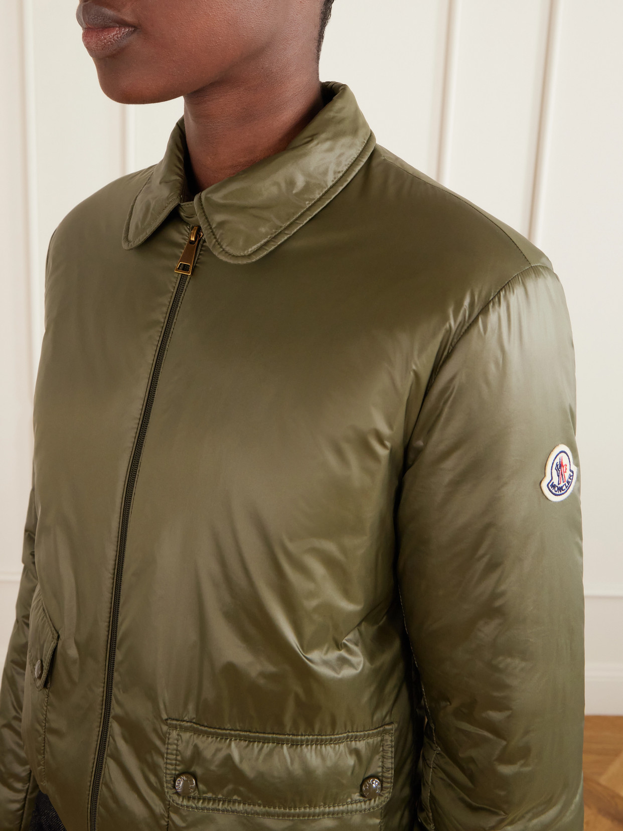 Moncler Lanset Shell Down Jacket In Green