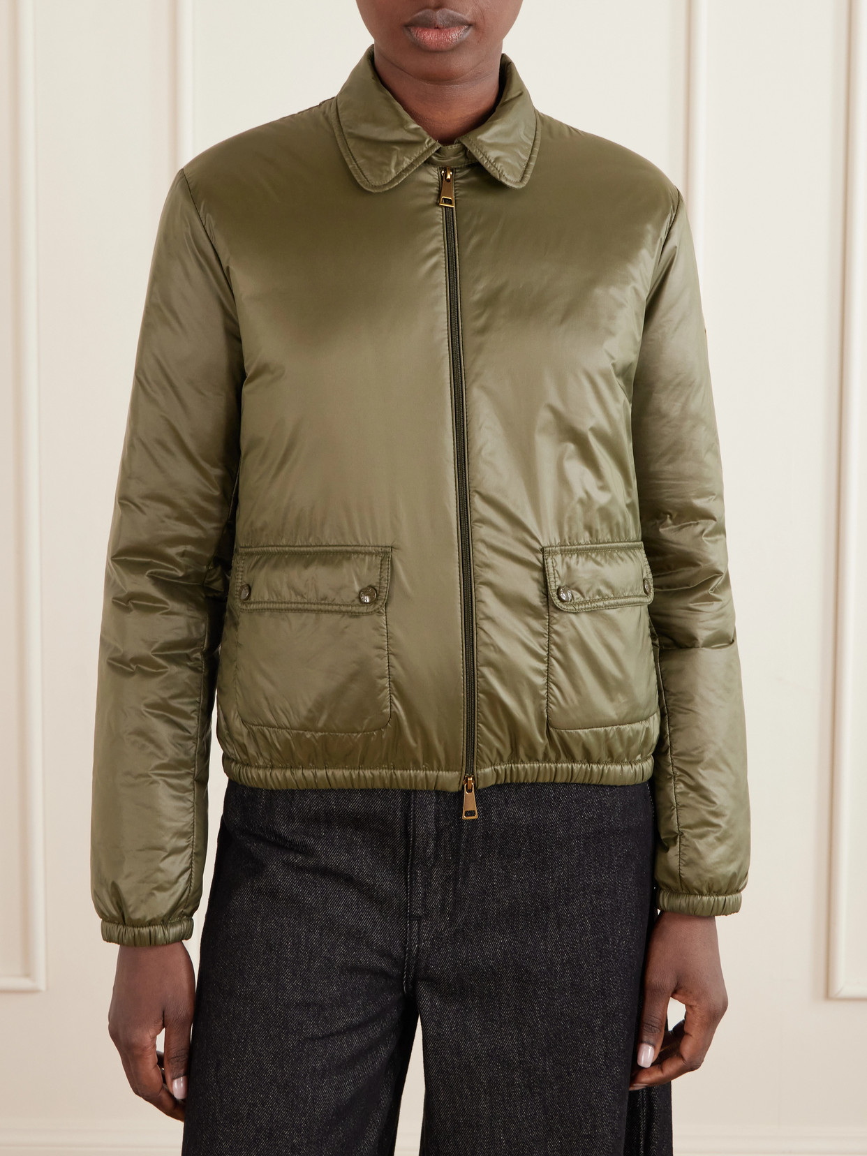 Moncler Lanset Shell Down Jacket In Green