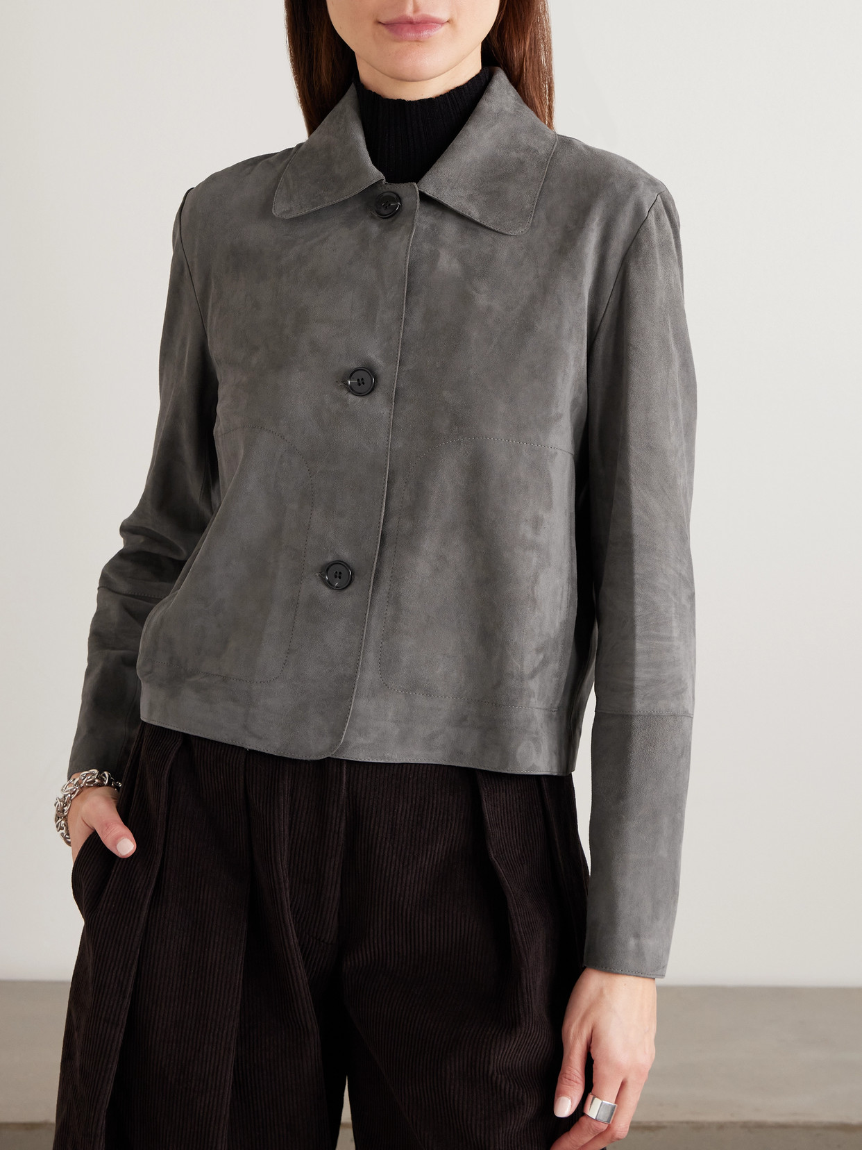 Arma Emy Suede Jacket In Gray