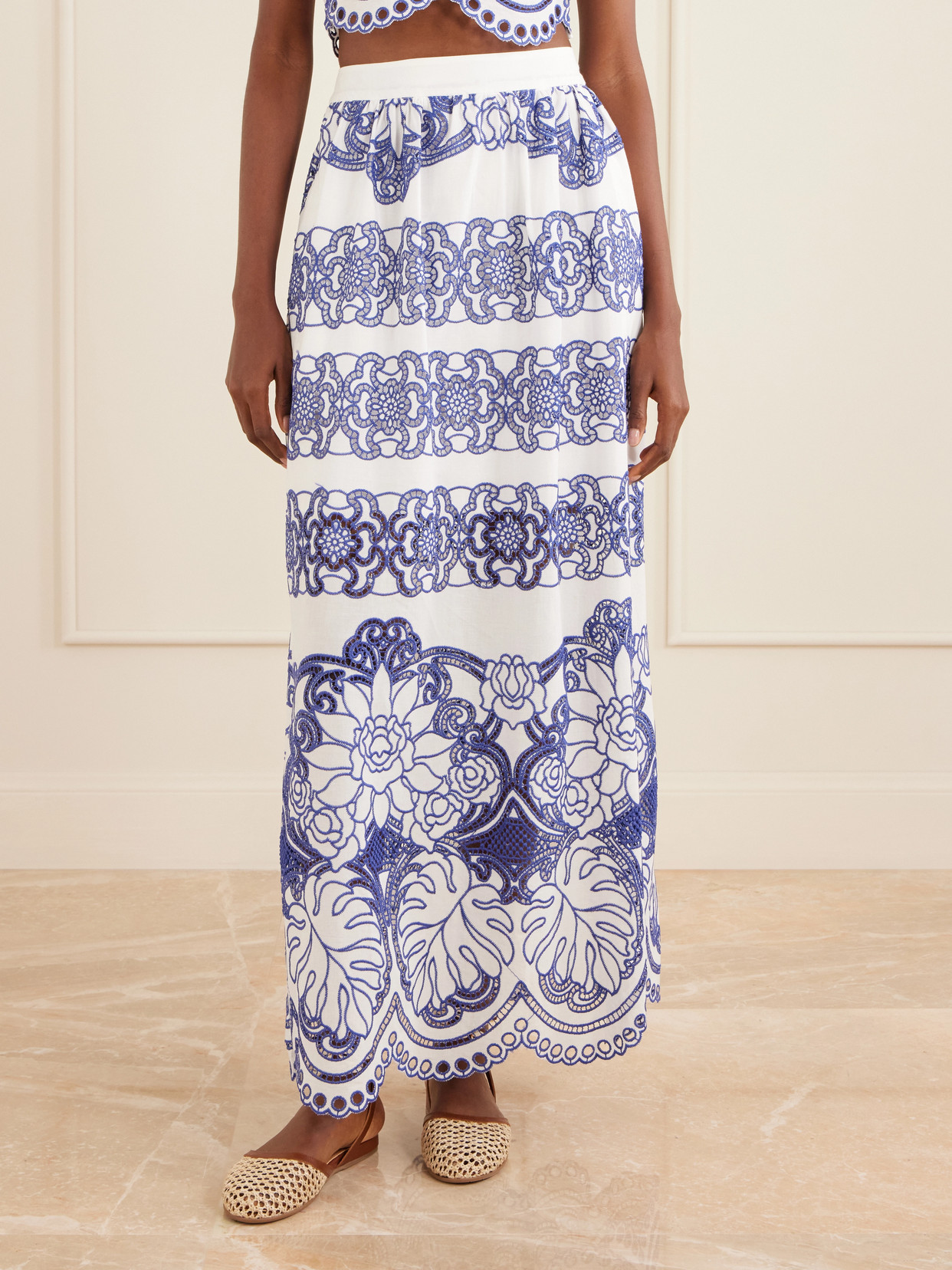 Belan Scalloped Broderie Anglaise Cotton-Blend Maxi
