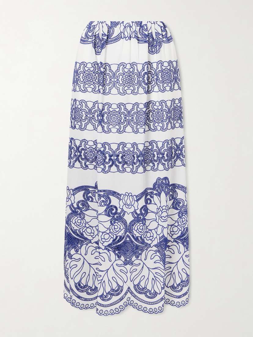 Borgo de Nor Belan Scalloped Broderie Anglaise Cotton-blend Maxi Skirt