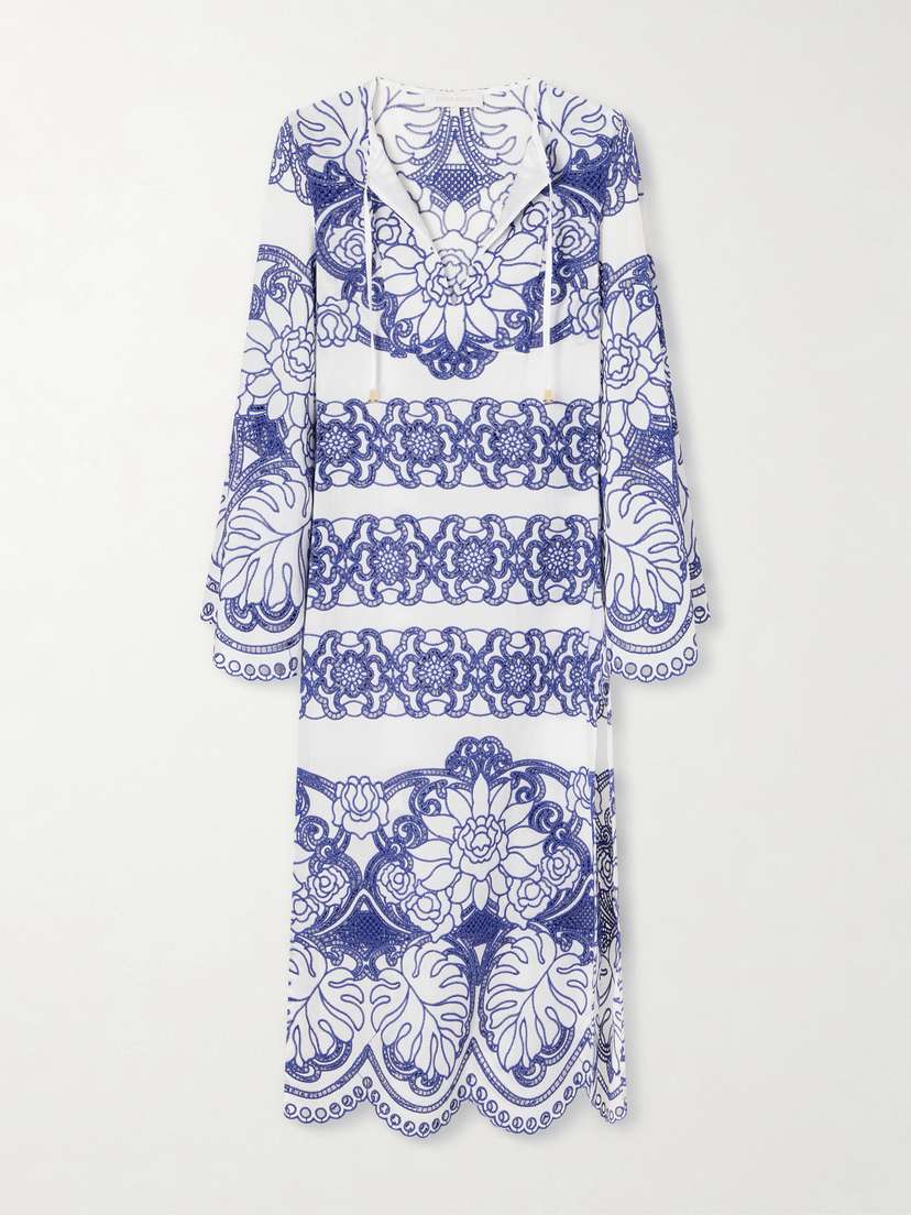 Borgo de Nor Clea Scalloped Broderie Anglaise Cotton-blend Midi Dress