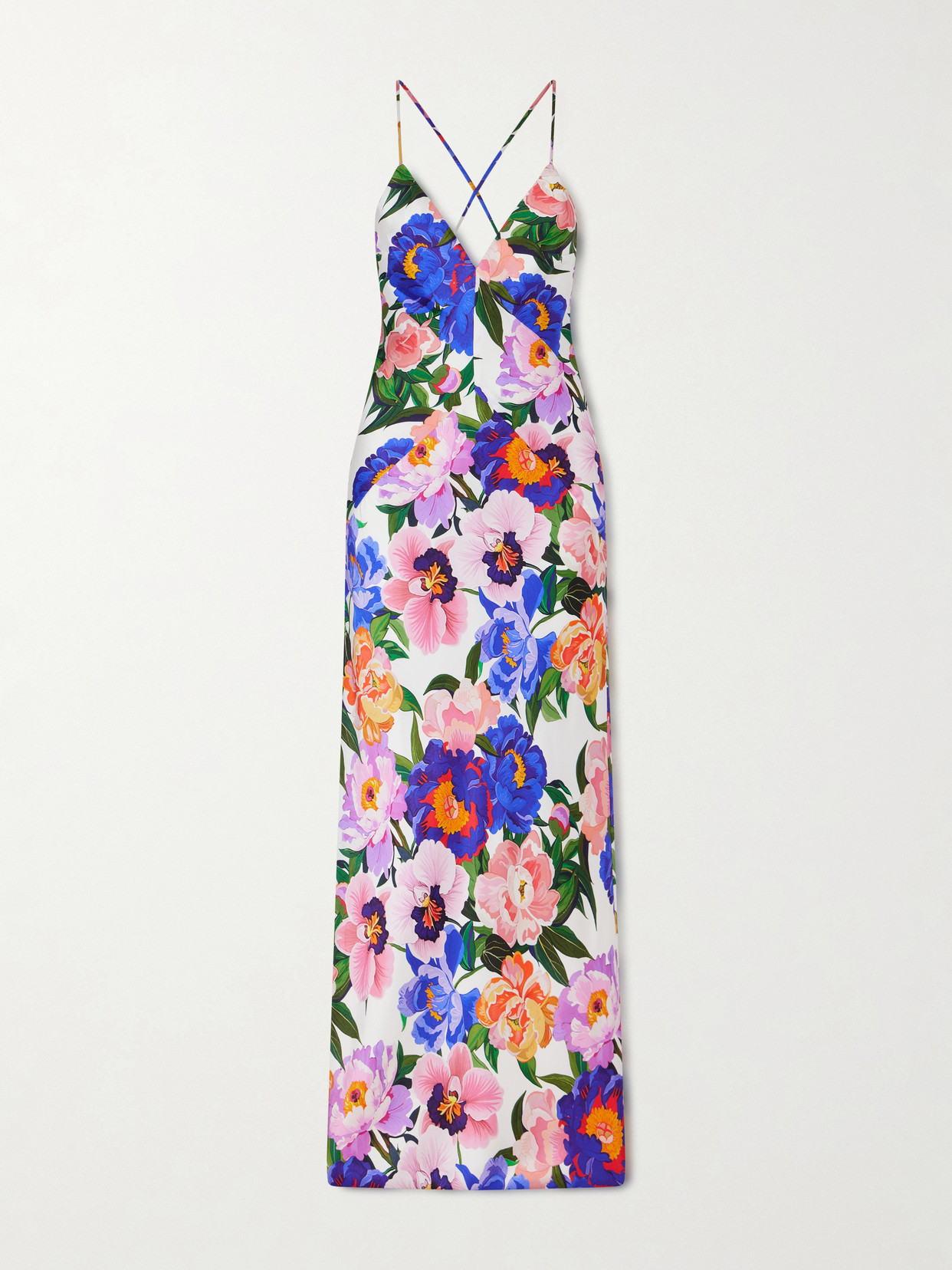Borgo De Nor Olive Floral-print Satin-crepe Maxi Dress In Multi