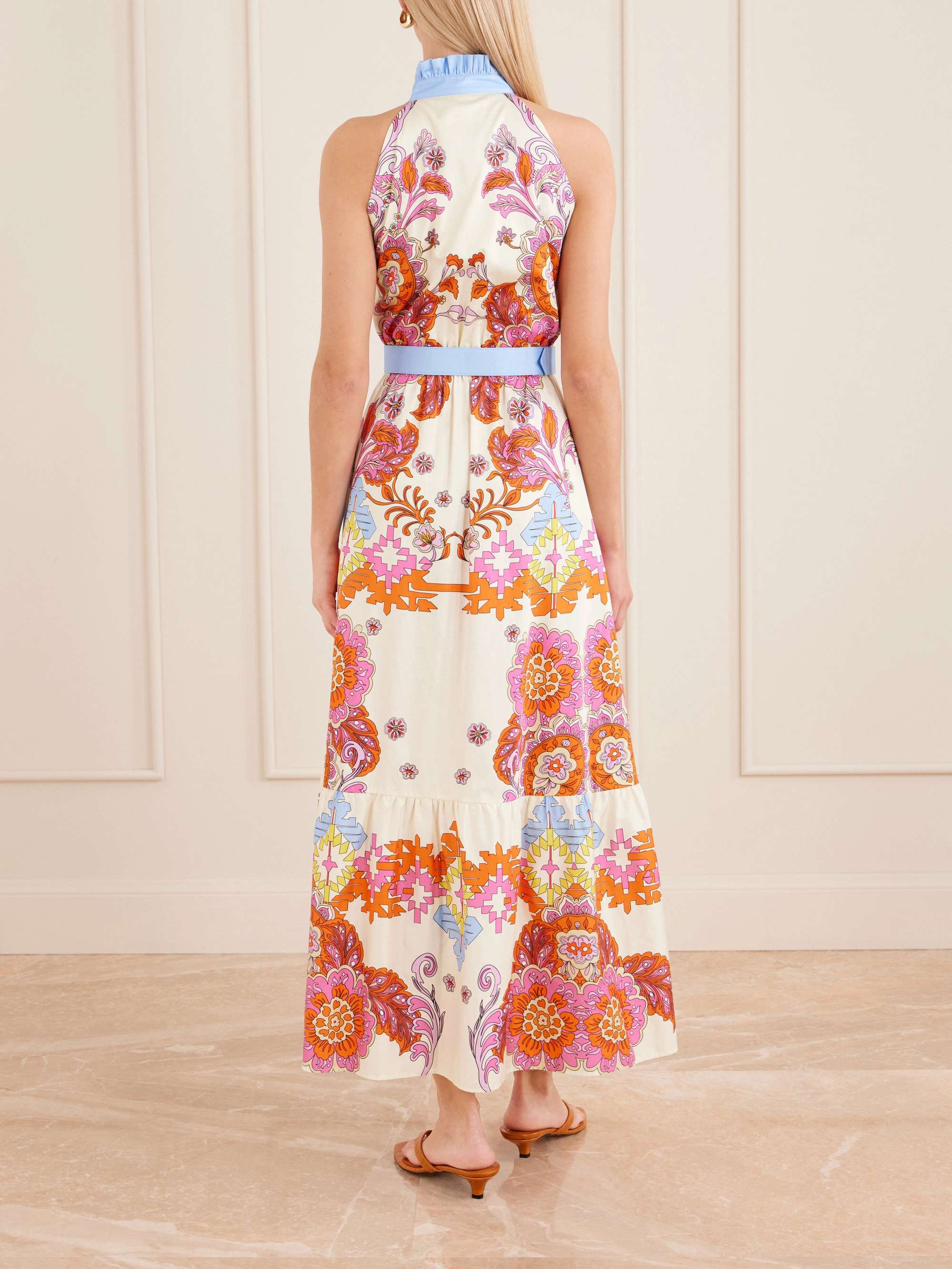 BORGO DE NOR Biba tiered printed cotton-poplin maxi dress