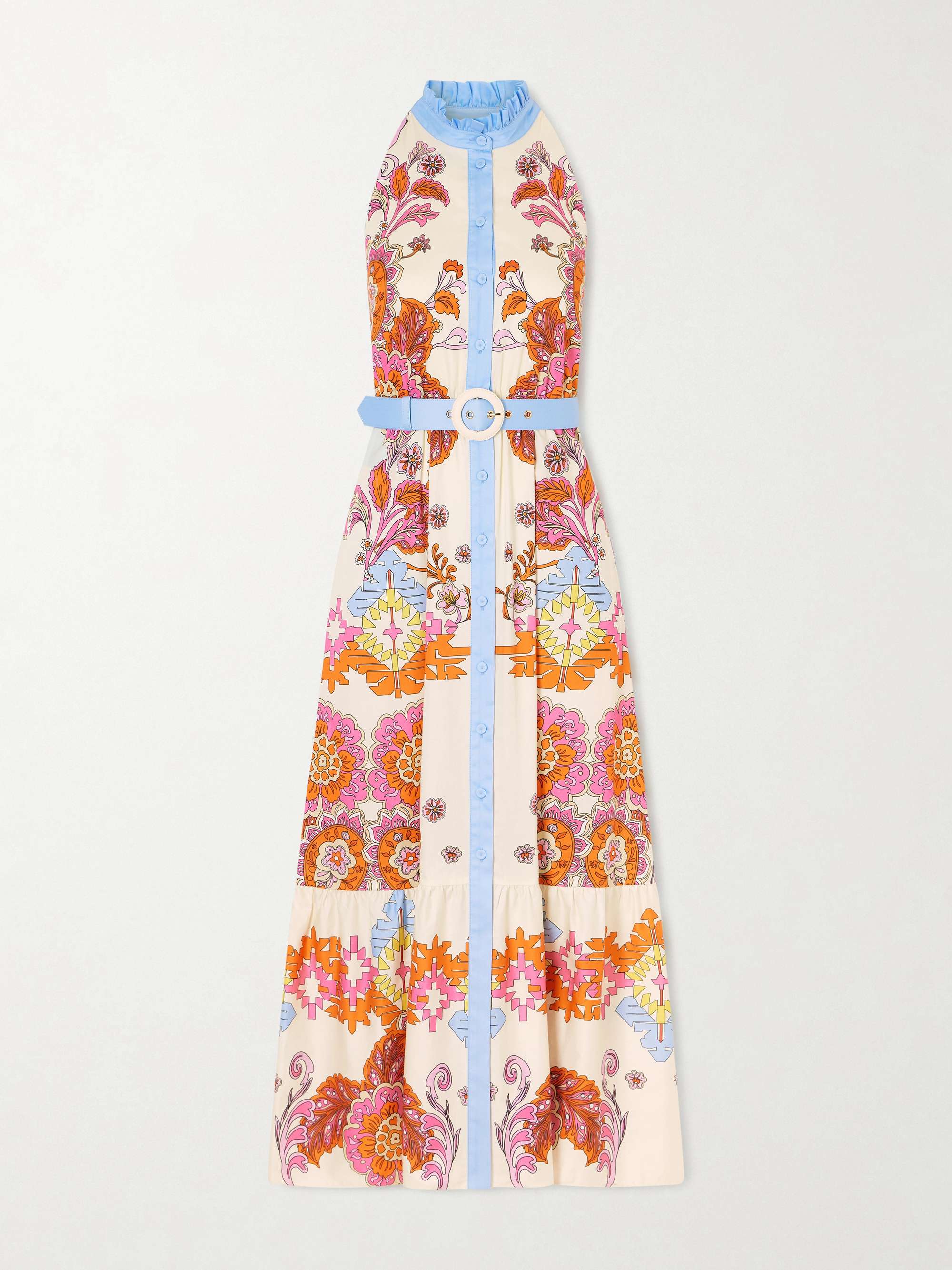 BORGO DE NOR Biba tiered printed cotton-poplin maxi dress