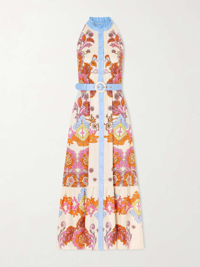 Borgo de Nor Biba Tiered Printed Cotton-poplin Maxi Dress