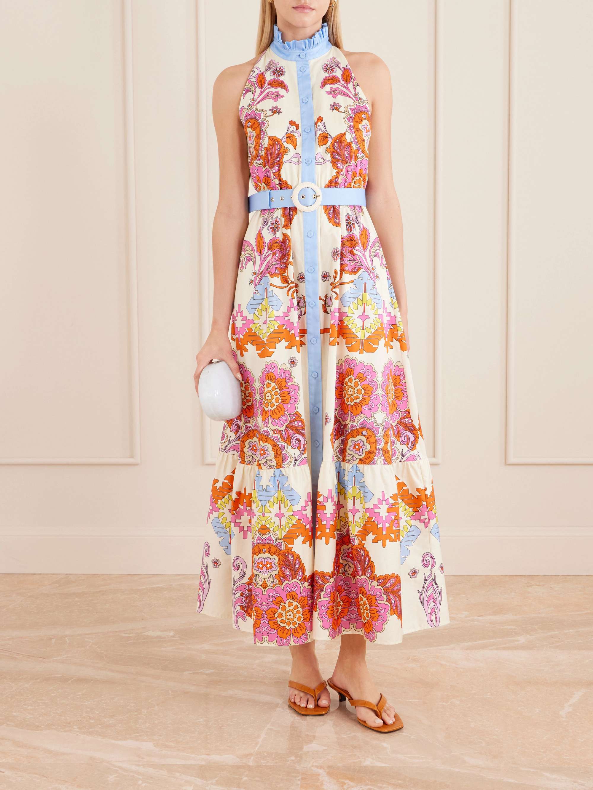 BORGO DE NOR Biba tiered printed cotton-poplin maxi dress