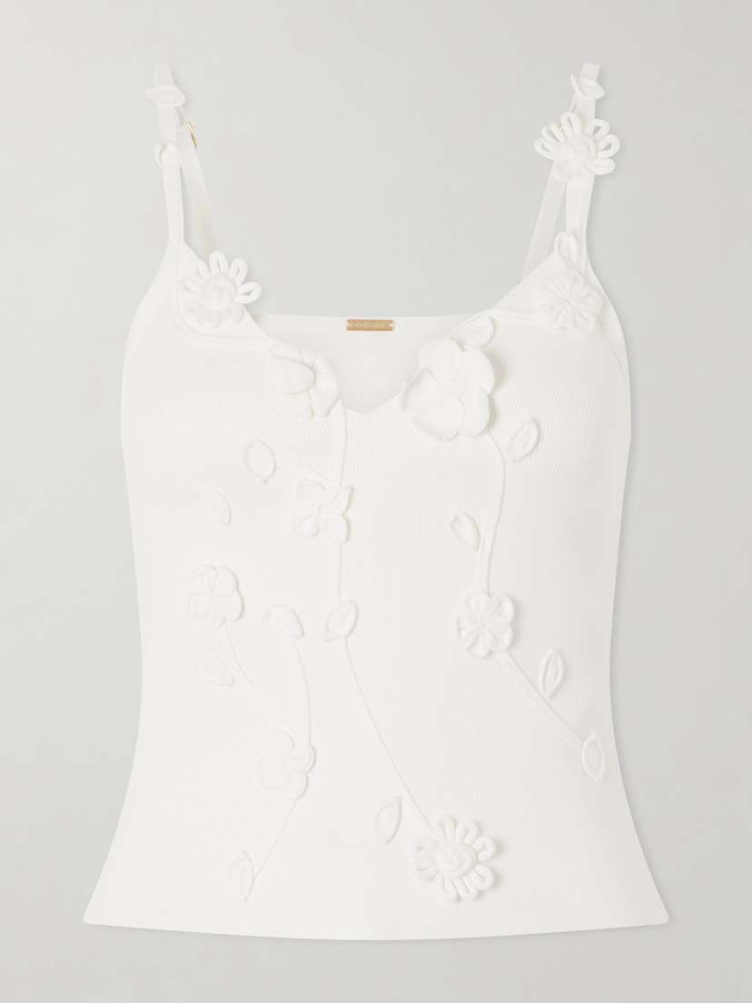 Cult Gaia Emiliana Floral-appliquéd Knitted Top