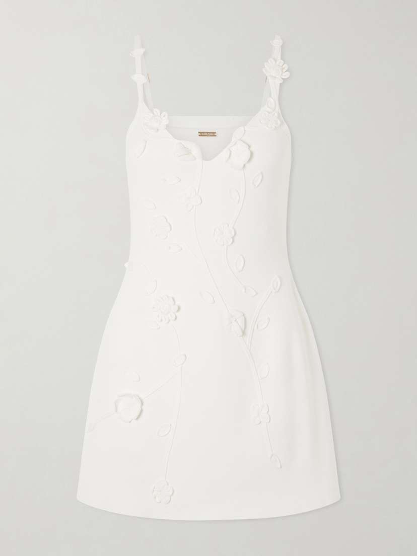 Cult Gaia Flora Appliquéd Ribbed-knit Mini Dress