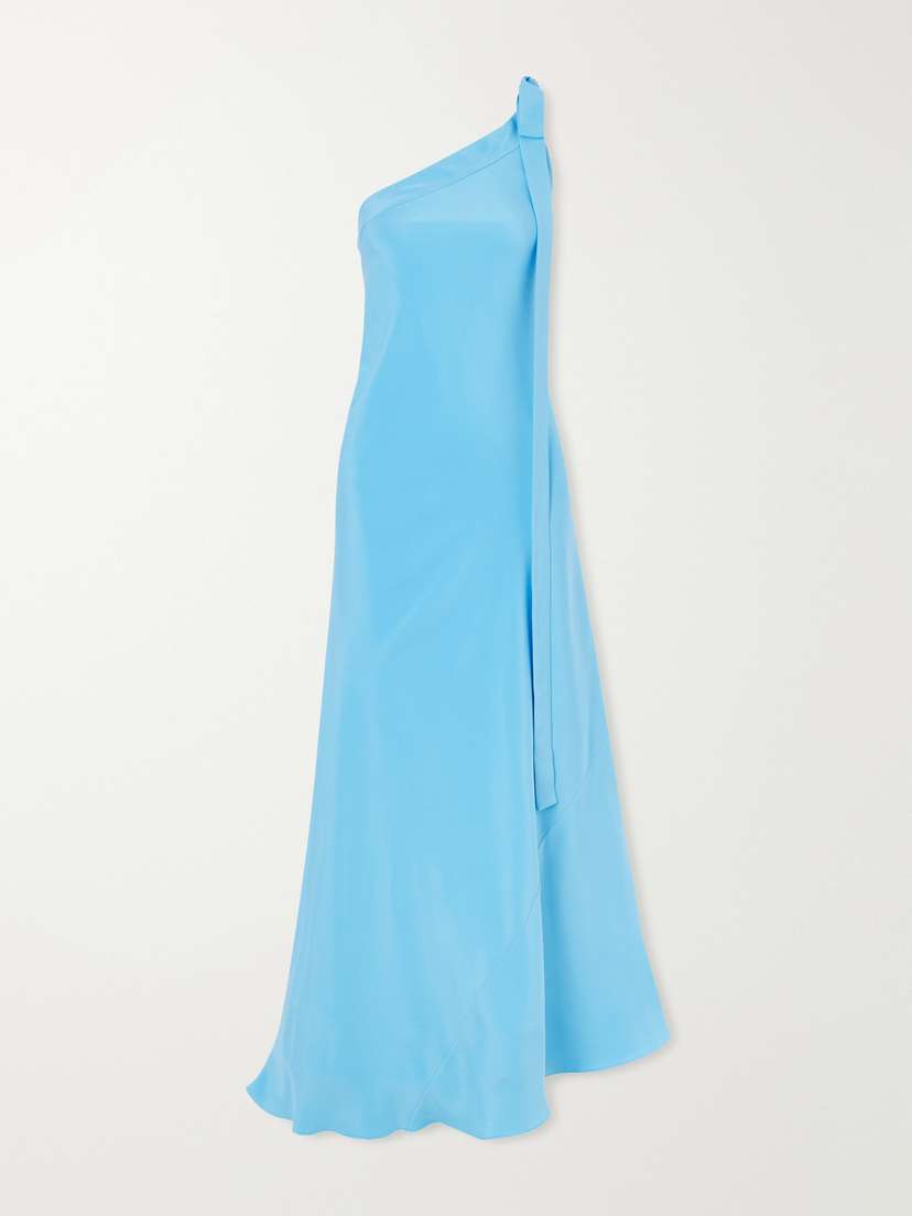 Cult Gaia Florence One-shoulder Tie-detailed Silk Maxi Dress