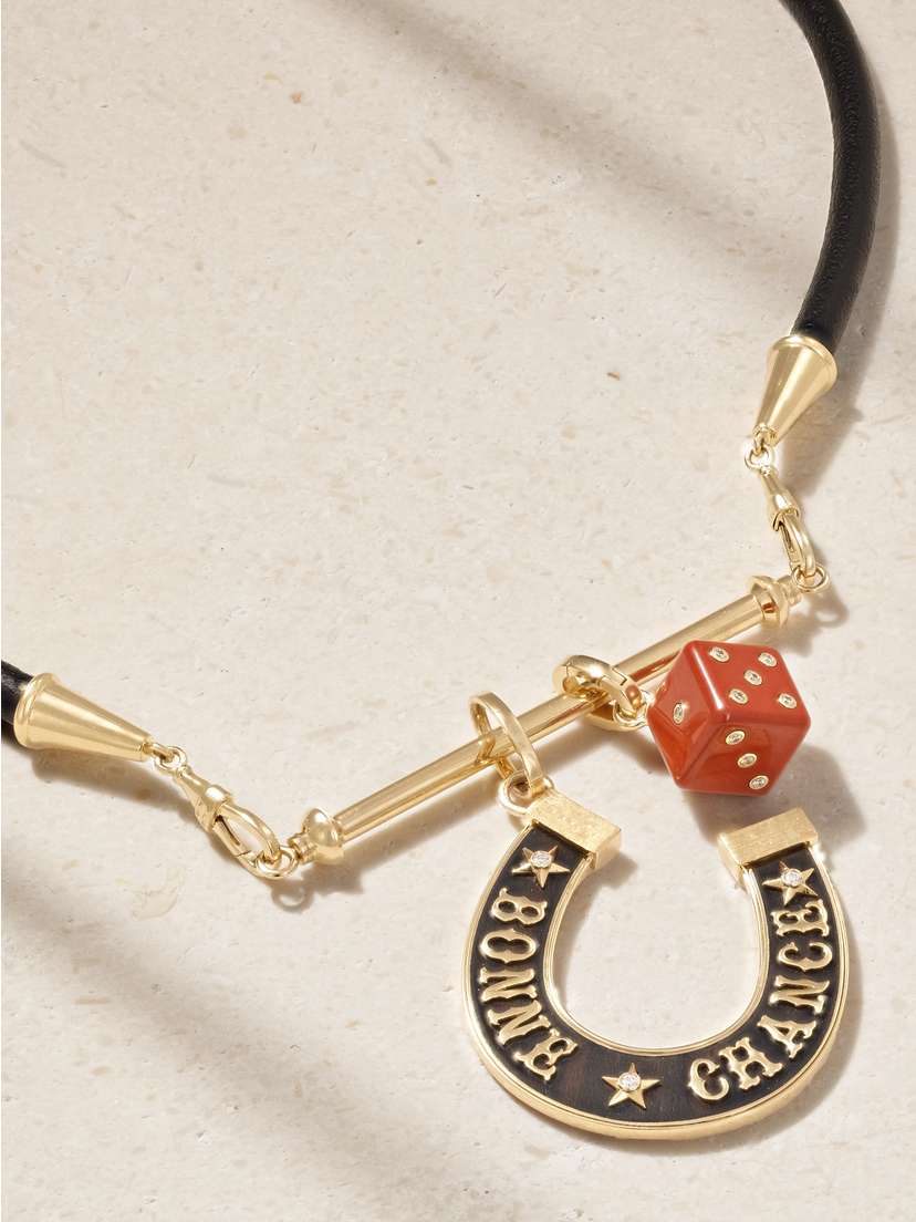 Marie Lichtenberg Lasso, Jasper Dado And Bonne Chance Jumbo 18-karat Gold, Ebony And Diamond Leather Necklace | Thumbnail 7 Marie Lichtenberg Lasso, Jasper Dado And Bonne Chance Jumbo 18-karat Gold, Ebony And Diamond Leather Necklace | Thumbnail 7