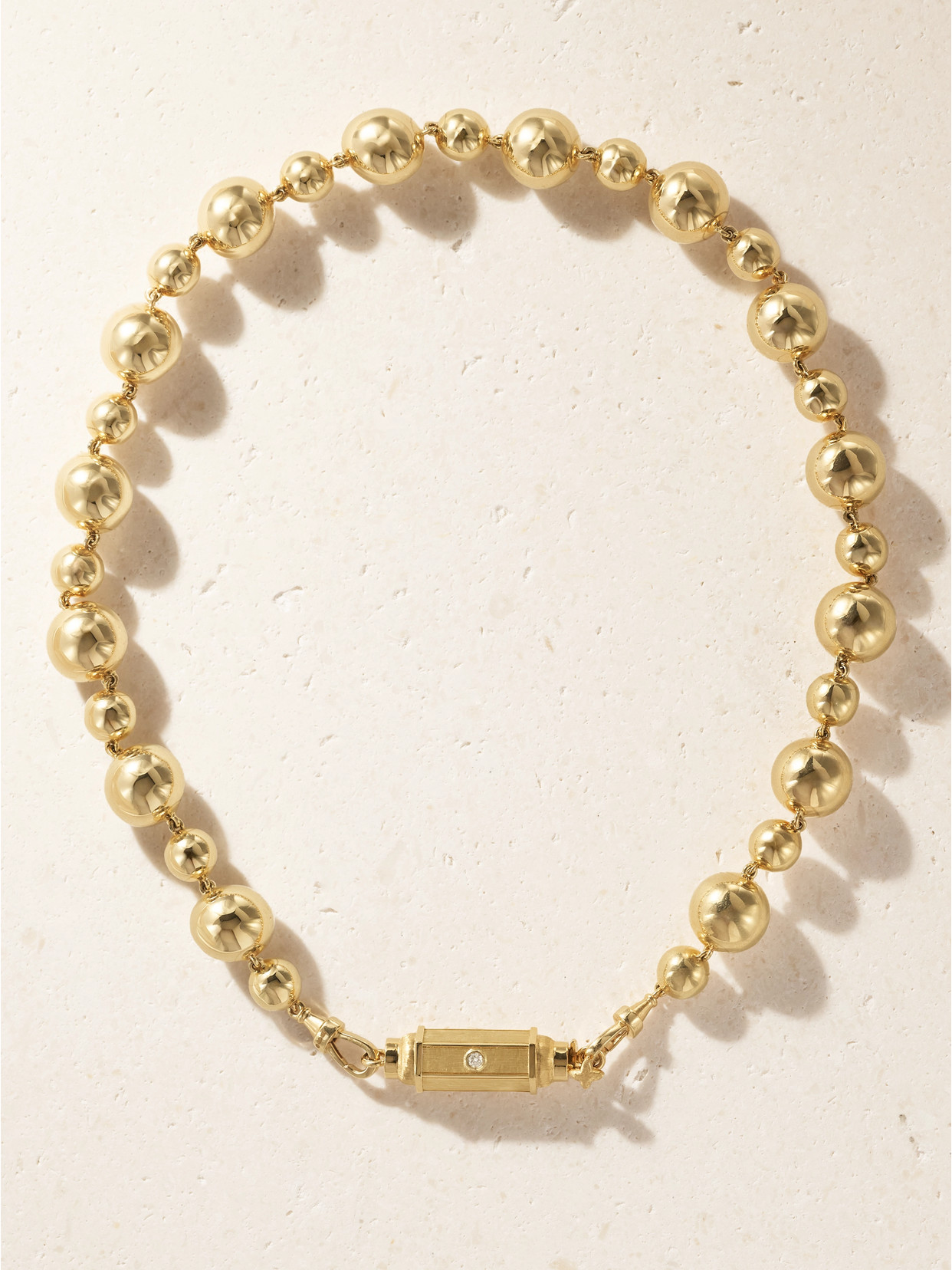 Marie Lichtenberg Baby Locket Grain D'or 14-karat Gold Diamond Necklace In Orange