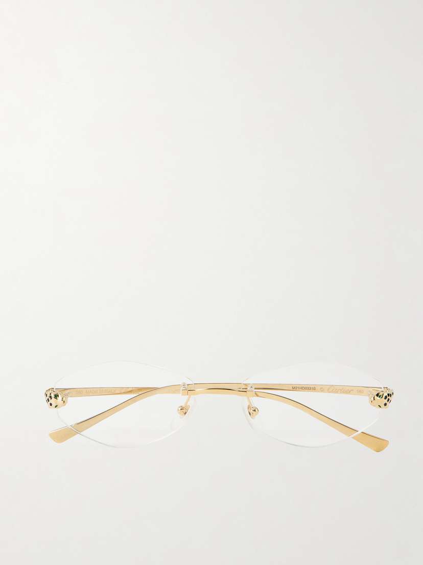 Cartier Eyewear Panthère De Cartier Hexagon-frame Gold-tone Optical Glasses