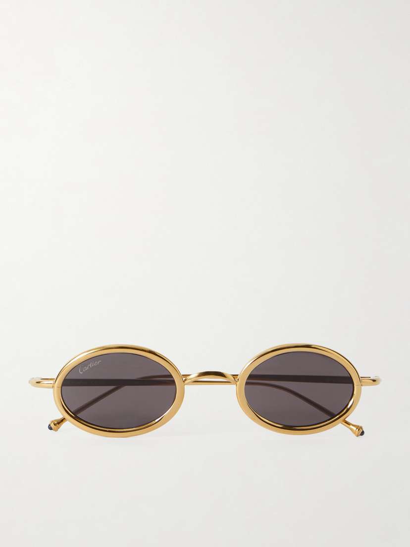 Cartier Eyewear Oval-frame Gold-tone Titanium Sunglasses