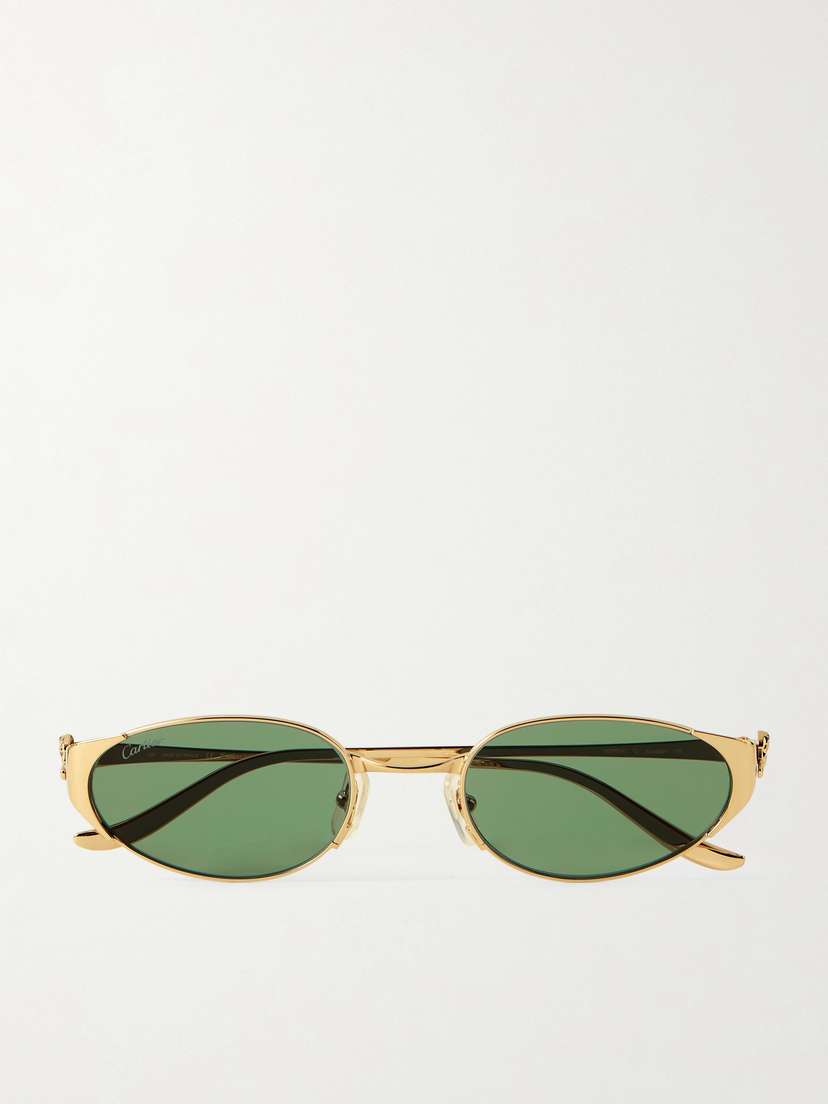 Cartier Eyewear Panthère De Cartier Oval-frame Gold-tone Sunglasses