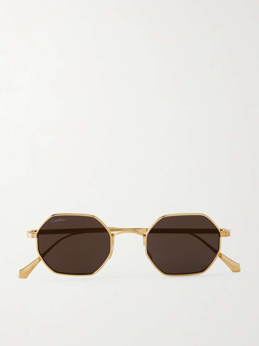 Cartier Eyewear Octagon-frame Gold-tone Sunglasses