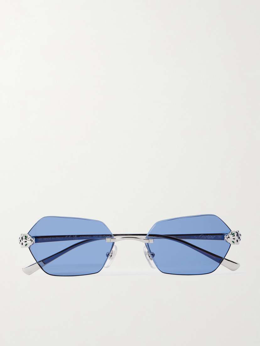 Cartier Eyewear Panthère De Cartier Rimless Hexagon-frame Silver-tone Sunglasses