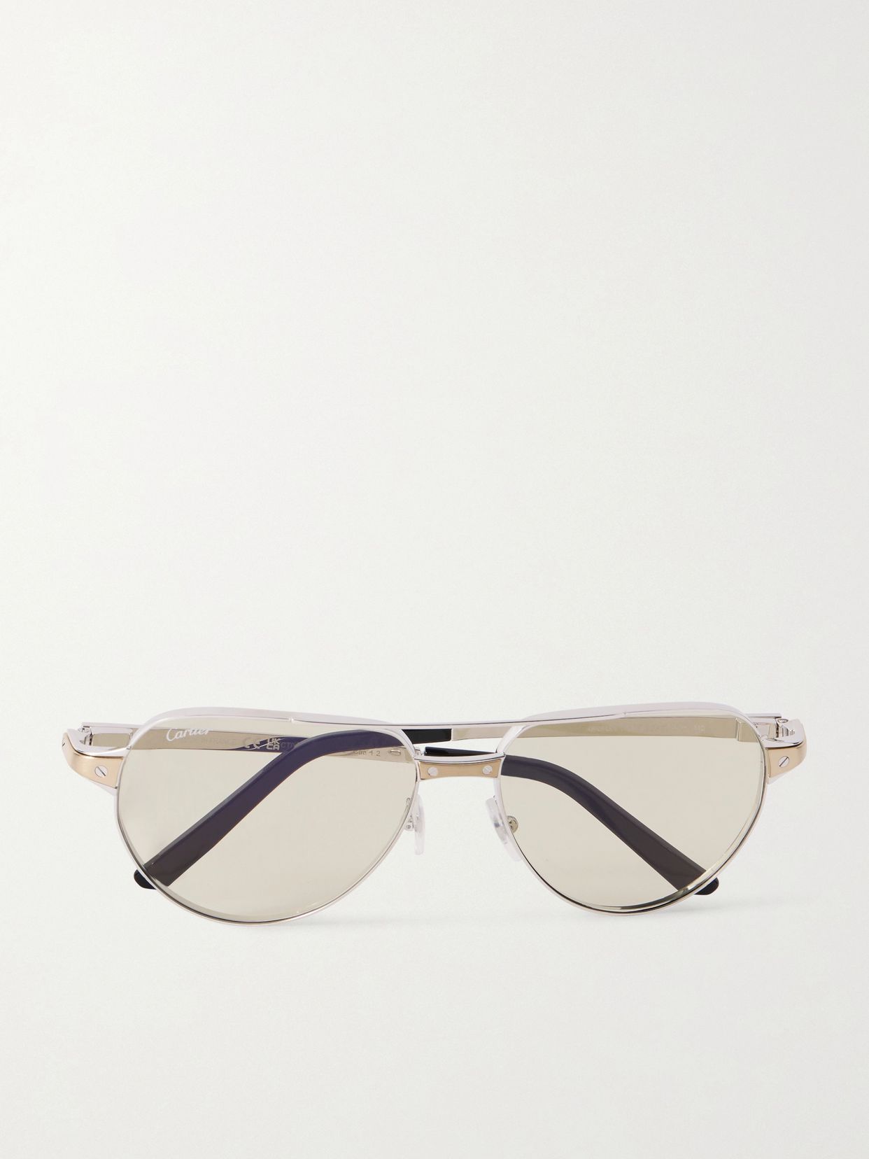 Santos de Cartier aviator-style gold- and silver-tone sunglasses