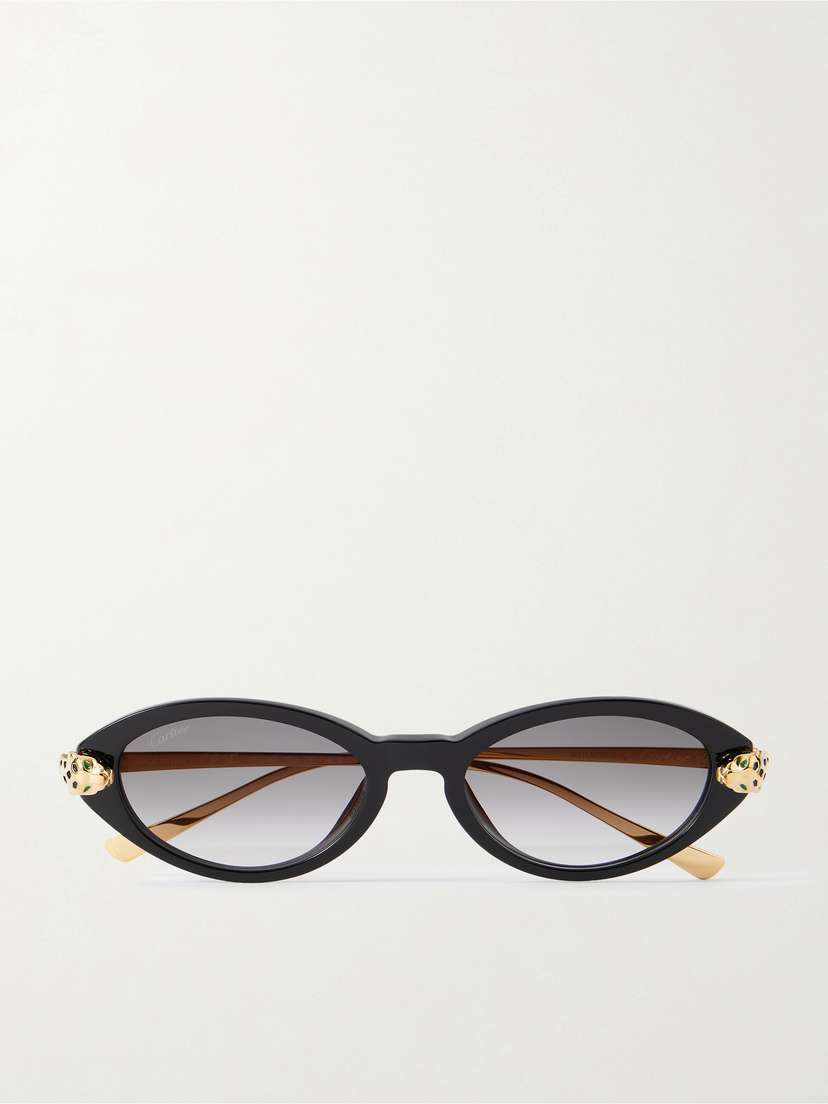 Cartier Eyewear Panthère De Cartier Oval-frame Acetate And Gold-tone Sunglasses