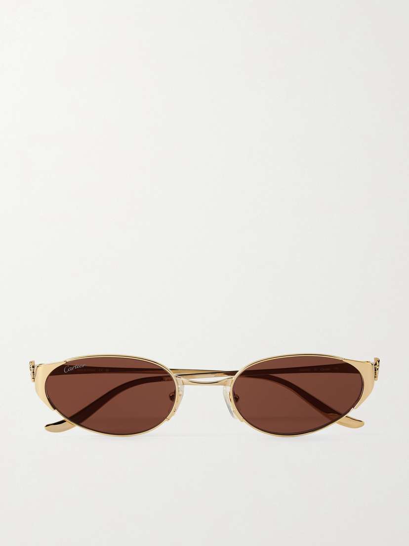Cartier Eyewear Panthère De Cartier Oval-frame Gold-tone Sunglasses