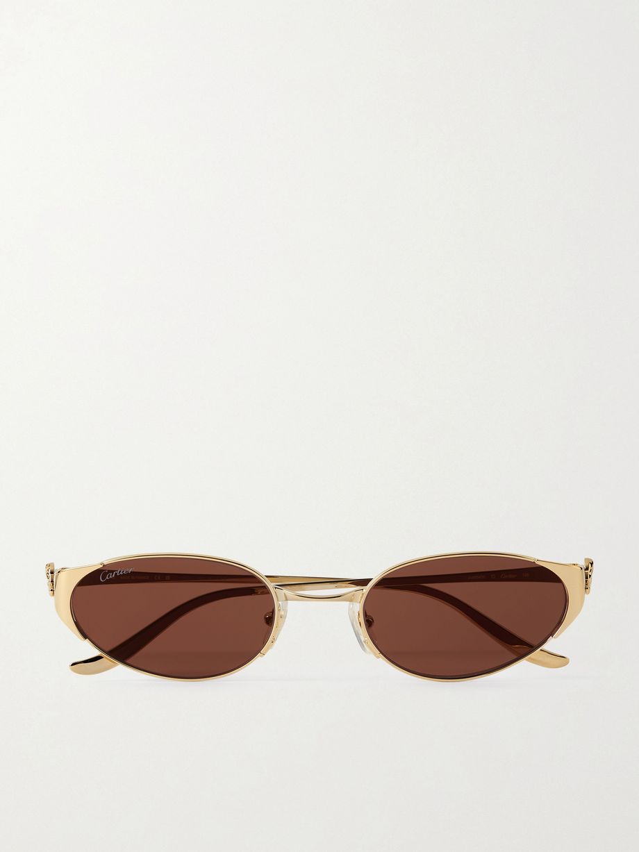 Panthère de Cartier oval-frame gold-tone sunglasses