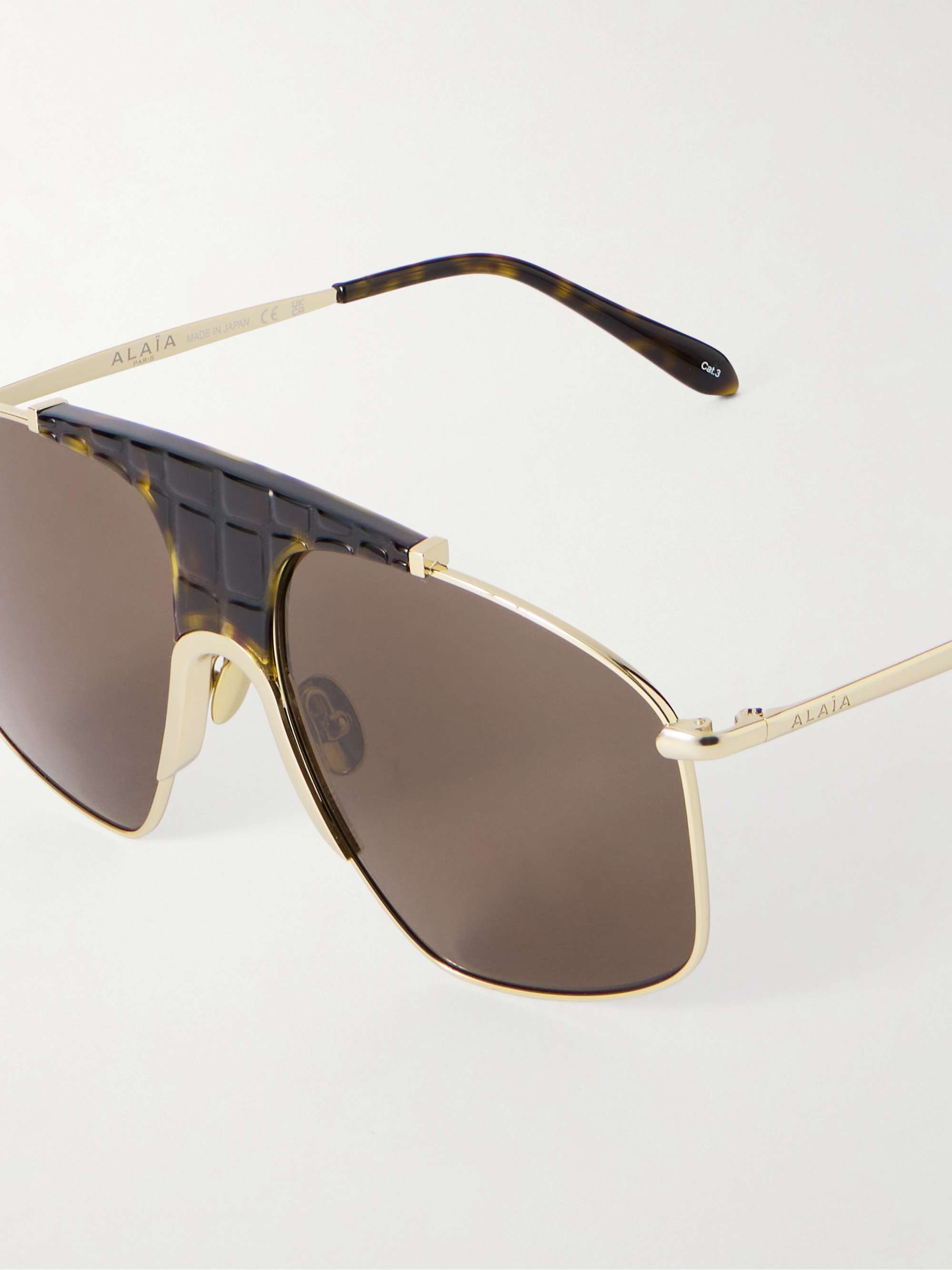 APIA BLUTE ALLY SHOOT Ⅱ C69H ALAÏA EYEWEAR Aviator-style gold-tone and tortoiseshell acetate