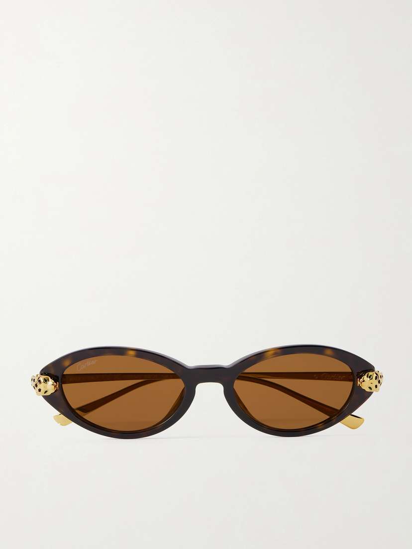 Cartier Eyewear Panthère De Cartier Oval-frame Tortoiseshell Acetate And Gold-tone Sunglasses