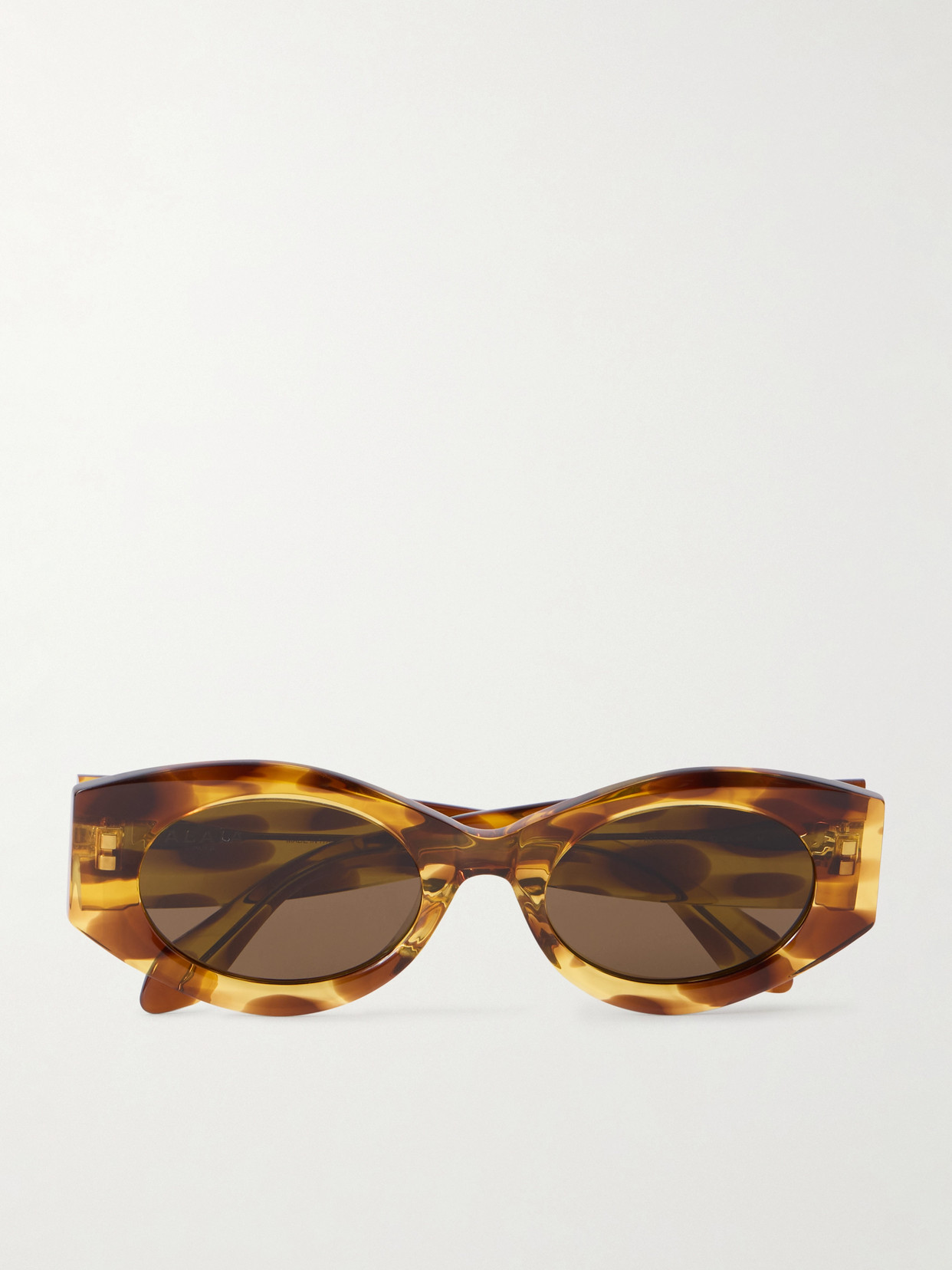 Alaïa Lettering Round-frame Tortoiseshell Acetate Sunglasses In Yellow